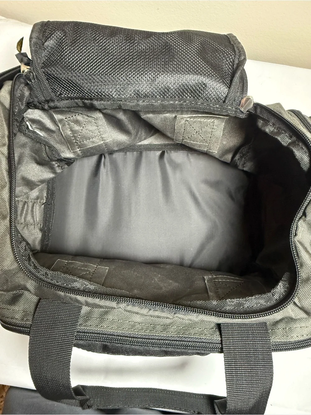 Cabela's Olive Green and Black Duffel Bag with Yellow Logo